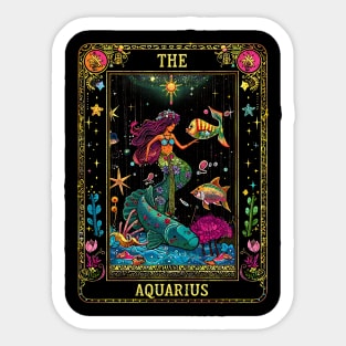 The Aqurarius Tarot Card Mermaid Ocean Sea Zodiac Sign Sticker